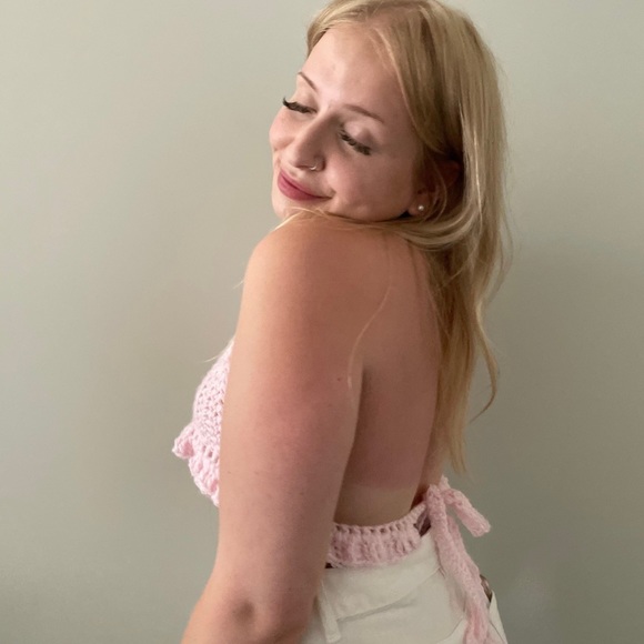Cropped Crochet Halter Tops w/ Ring - Handmade & Perfect for Summer - Picture 8 of 8